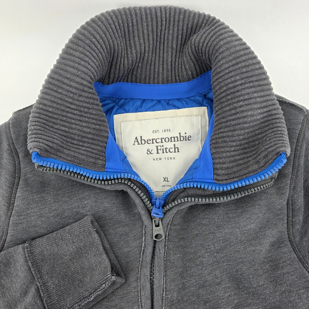 Abercrombie & Fitch Jacket Mens XL Heritage Quilted Lining Zip Gray Gorpcore
